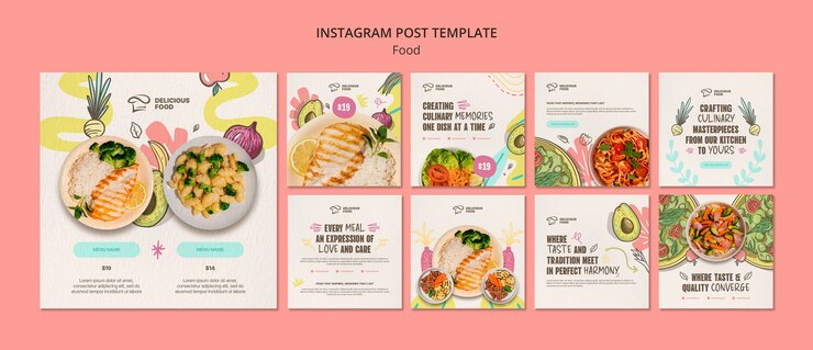 Бесплатный PSD вкусные посты в ресторане instagram