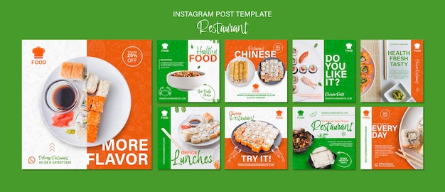 PSD gratuito post su instagram di ristoranti di cibo delizioso