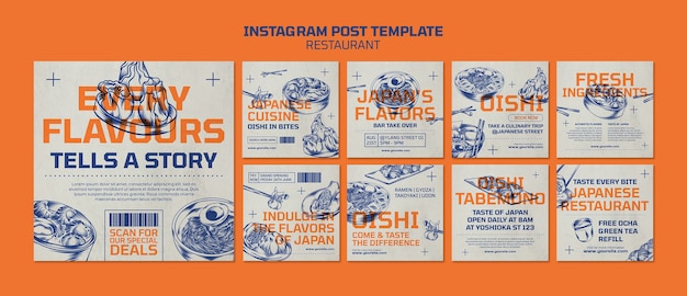 Free PSD delicious food restaurant  instagram posts