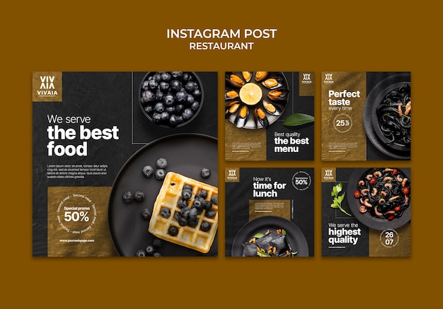 Free PSD delicious food restaurant  instagram posts