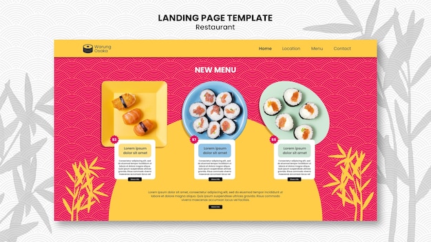 Free PSD delicious food restaurant landing page  template