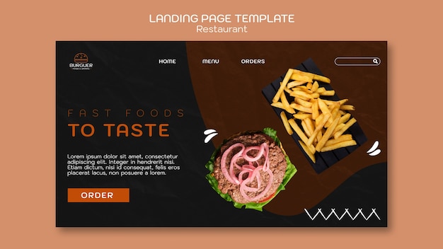 Free PSD delicious food restaurant landing page template