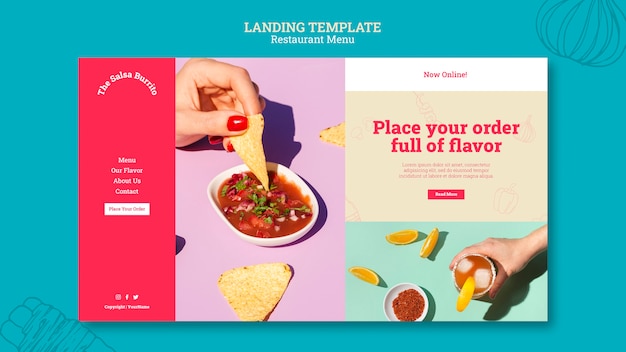 Free PSD delicious food restaurant landing page