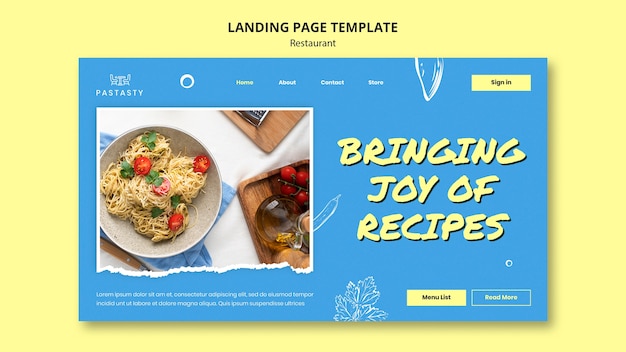 Free PSD delicious food restaurant landing page