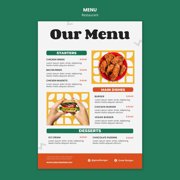 delicious food restaurant menu template