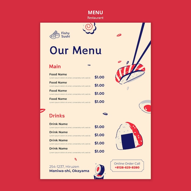 Free PSD delicious food restaurant menu template