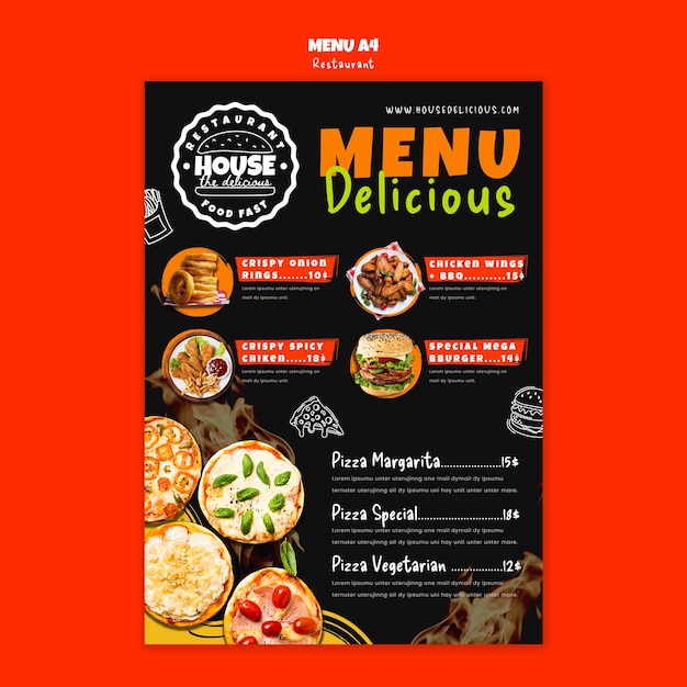 Delicious food restaurant menu  template