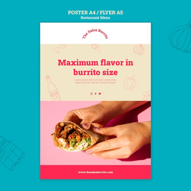 Delicious food restaurant poster template