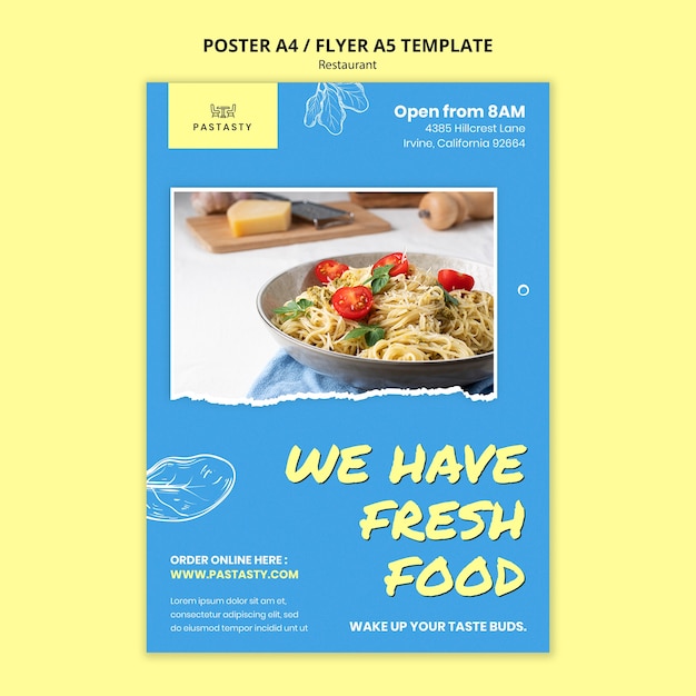PSD gratuito modello di poster del ristorante di cibo delizioso