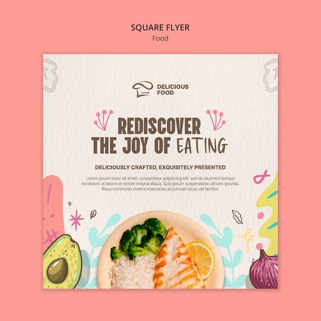 Delicious food restaurant  square flyer