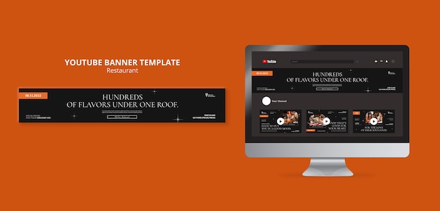 Delicious food restaurant youtube banner template