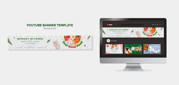 Free PSD delicious food restaurant youtube banner