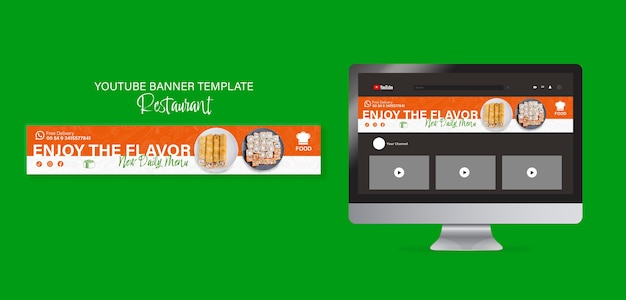 Free PSD delicious food restaurant youtube banner