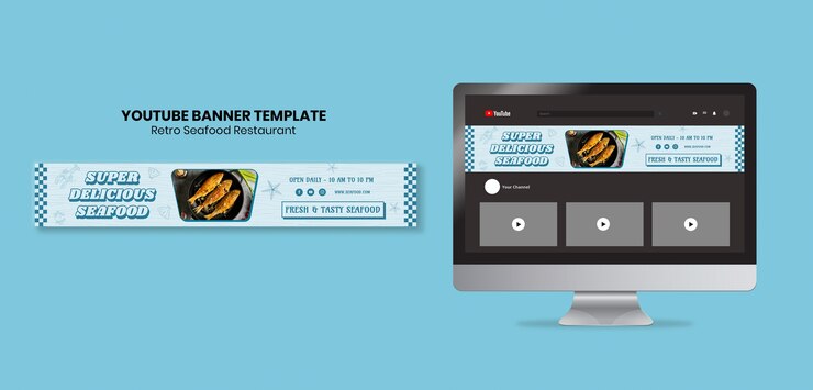 Free PSD delicious food restaurant youtube banner