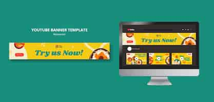 Free PSD delicious food restaurant youtube banner