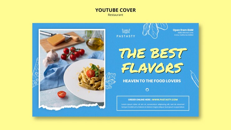 무료 PSD 맛있는 음식 레스토랑 youtube 표지 템플릿