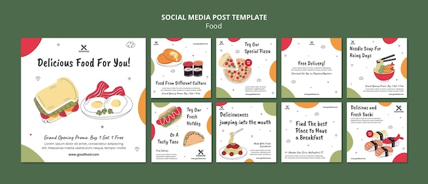 무료 PSD 맛있는 음식 소셜 미디어 게시물