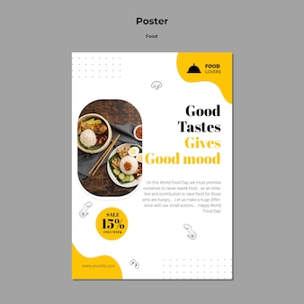 Delicious food with discount poster template