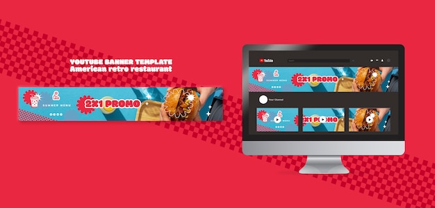 Free PSD delicious food youtube banner template