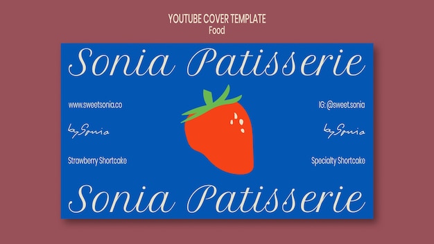 PSD gratuito modello di copertina per youtube di cibo delizioso