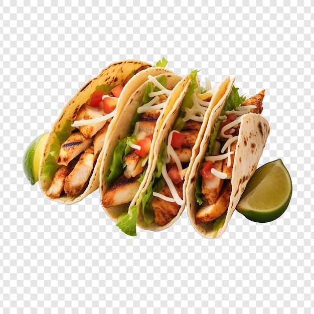 Free PSD delicious grilled chicken tacos isolated on transparent background