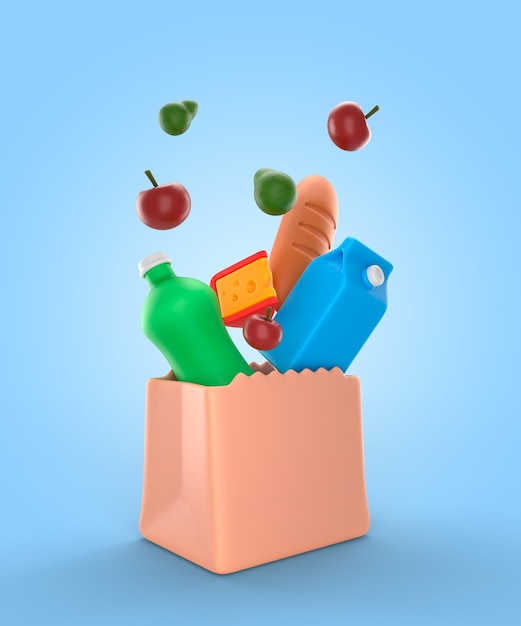 Free PSD delicious groceries render mockup