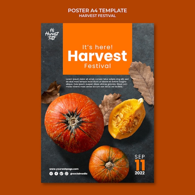 Free PSD delicious harvest festival poster template