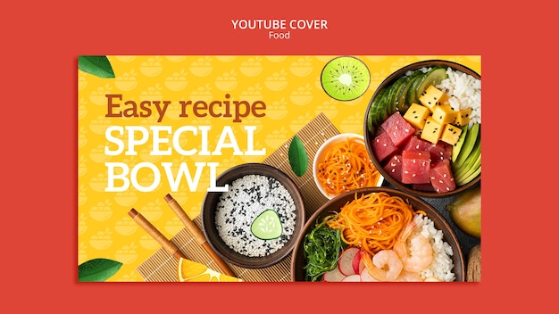 Free PSD delicious healthy food youtube cover