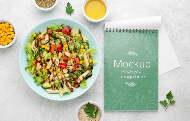 Download Free Psd Copy Space With Fresh Salad Mock Up