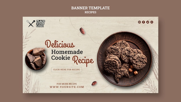 Free PSD delicious homemade cookie recipe banner template