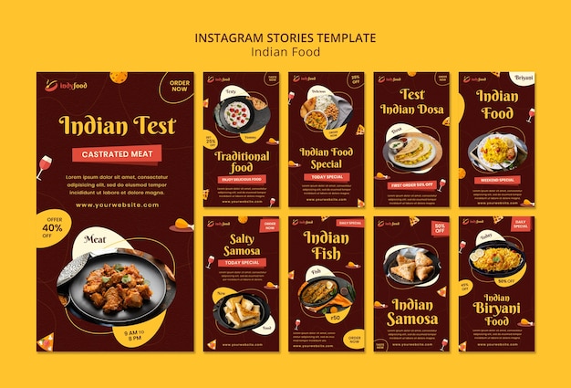 PSD gratuito deliziose storie di instagram di cibo indiano