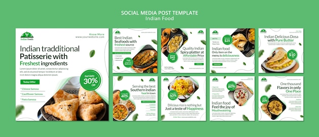 無料PSD おいしいインド料理ソーシャルメディアの投稿