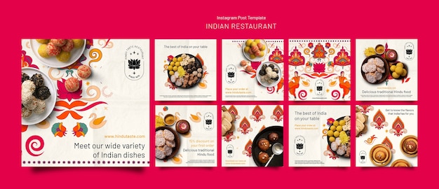 Free PSD delicious indian restaurant food instagram posts