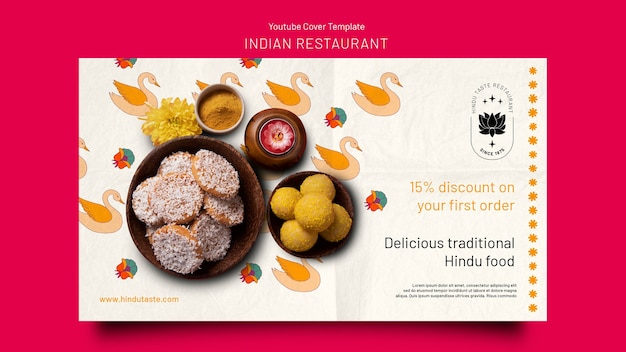 Free PSD delicious indian restaurant food youtube cover