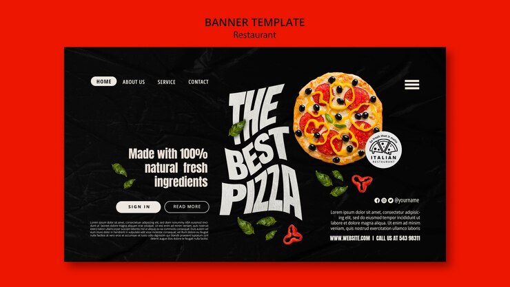 Free PSD delicious italian food banner  template