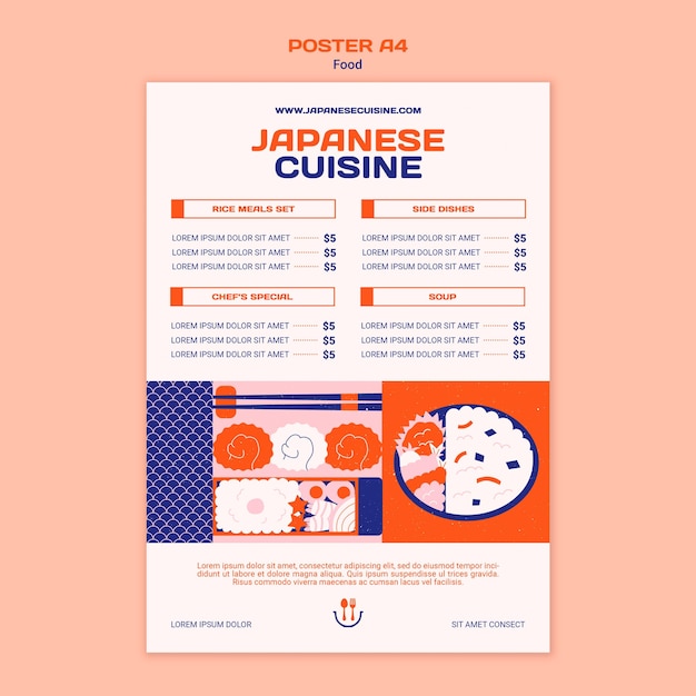 Free PSD delicious japanese cuisine poster template