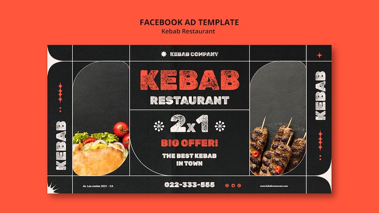 Free PSD delicious kebab restaurant facebook template