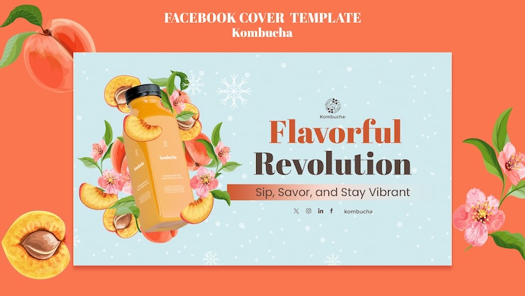 Free PSD delicious kombucha facebook cover  template