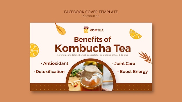 Free PSD delicious kombucha facebook cover template