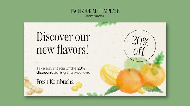 Delicious kombucha facebook template