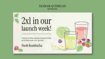 Free PSD delicious kombucha facebook template