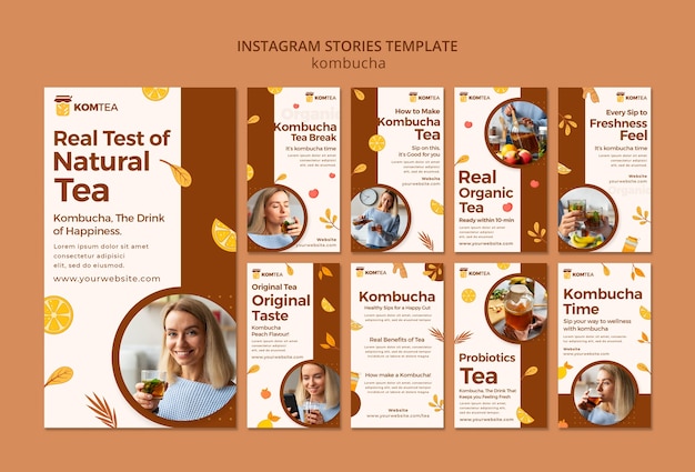 Free PSD delicious kombucha instagram stories