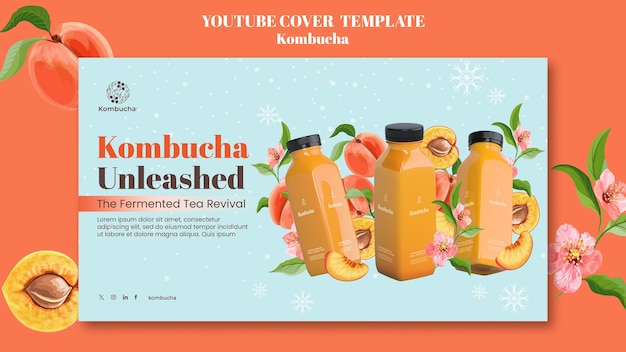 PSD gratuito deliziosa copertina youtube di kombucha