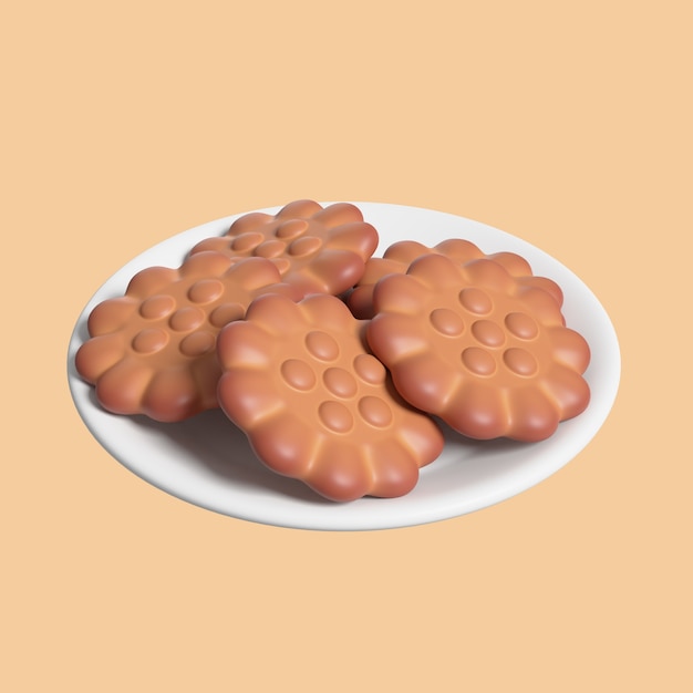 Free PSD delicious korean cookies on plate icon