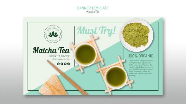 Delicious matcha tea banner template