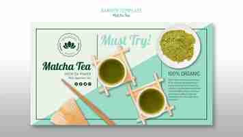 Free PSD delicious matcha tea banner template