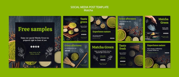 Free PSD delicious matcha tea social media post template