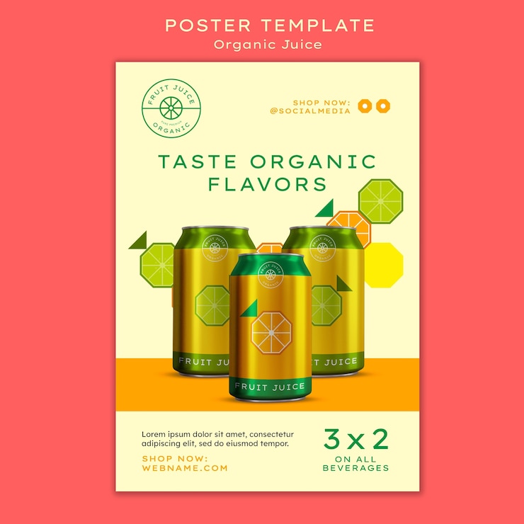 Free PSD delicious organic juice poster template