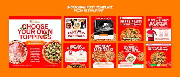 PSD gratuito deliziosi post di instagram del ristorante pizzeria