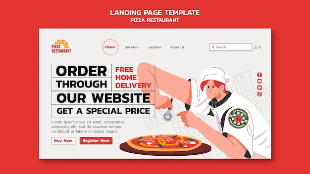 PSD gratuito delizioso modello di pagina di destinazione del ristorante pizzeria